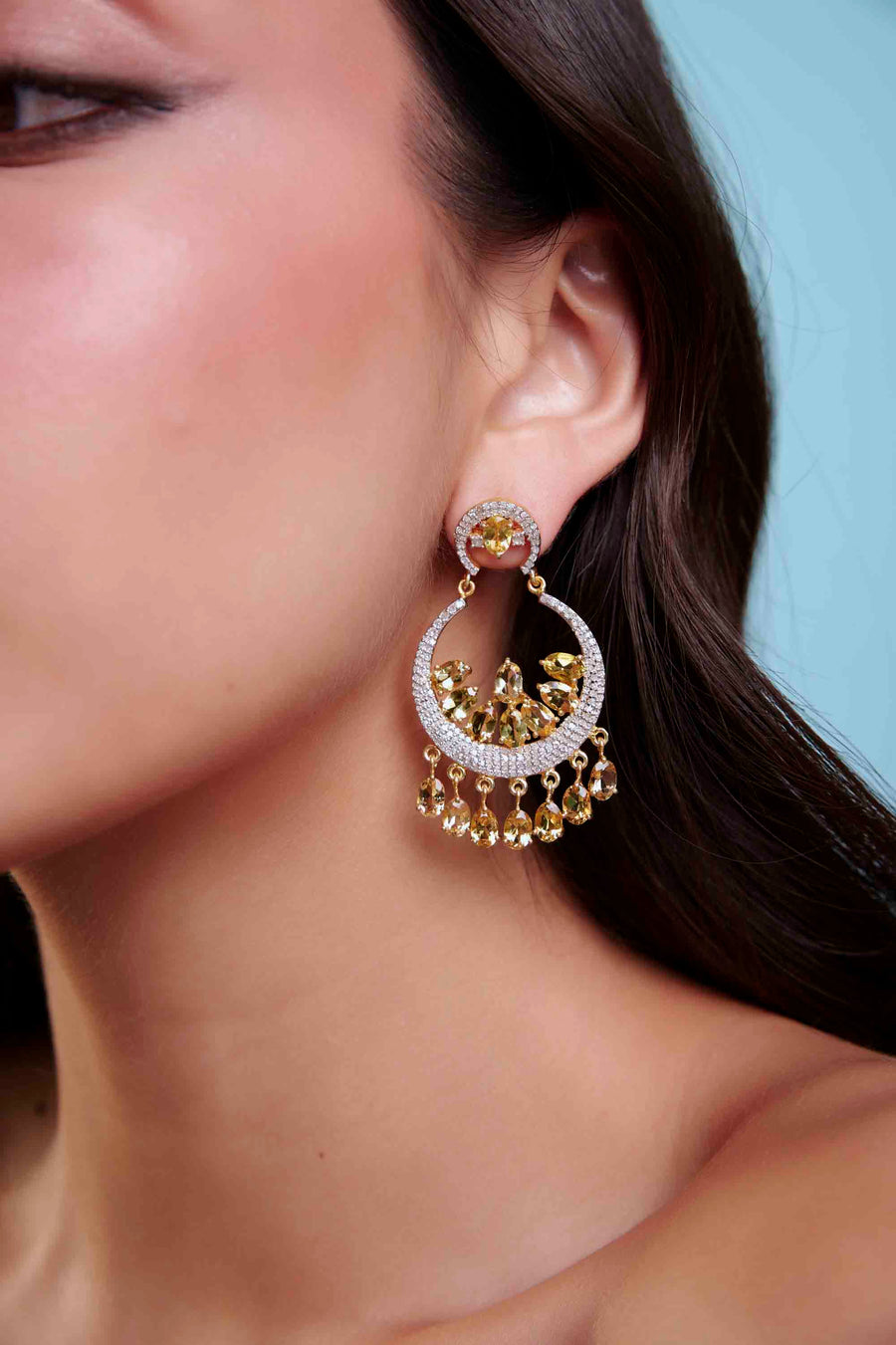 Yellow Aquamarine and Diamond Earrings