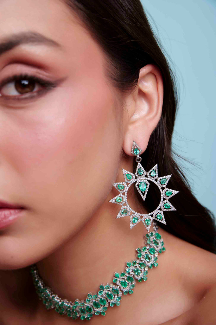 Emerald and Diamond Earrings
