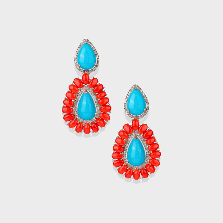 Turquoise and Diamond Earrings