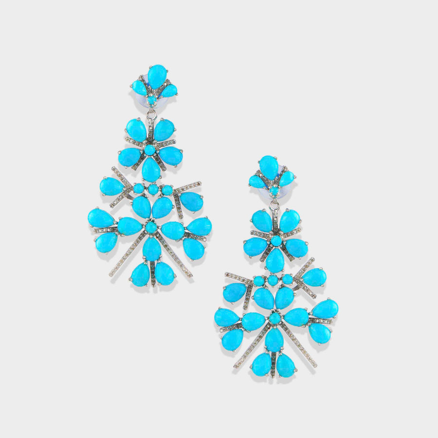 Turquoise and Diamond Earrings