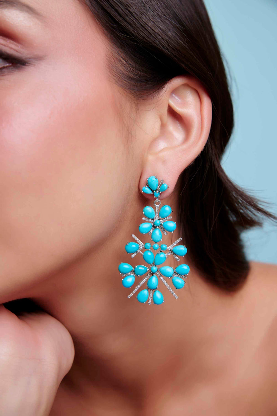 Turquoise and Diamond Earrings