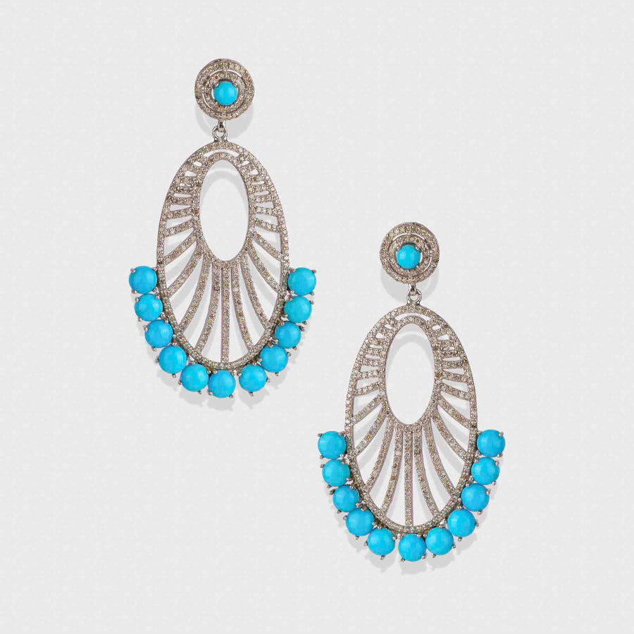 Turquoise and Diamond Earrings