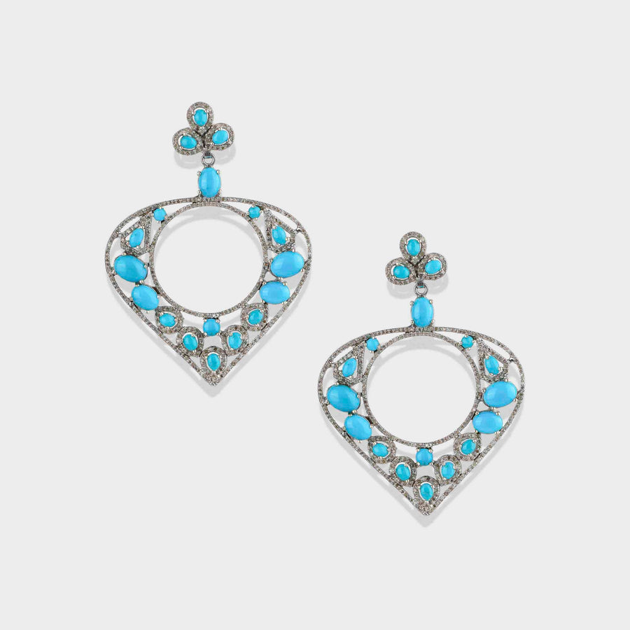 Turquoise and Diamond Earrings