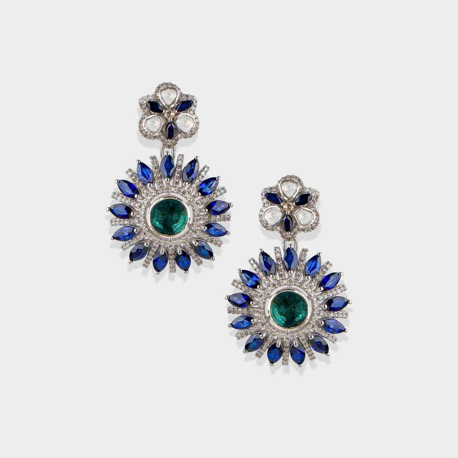 Blue Sapphire and Diamond Earrings