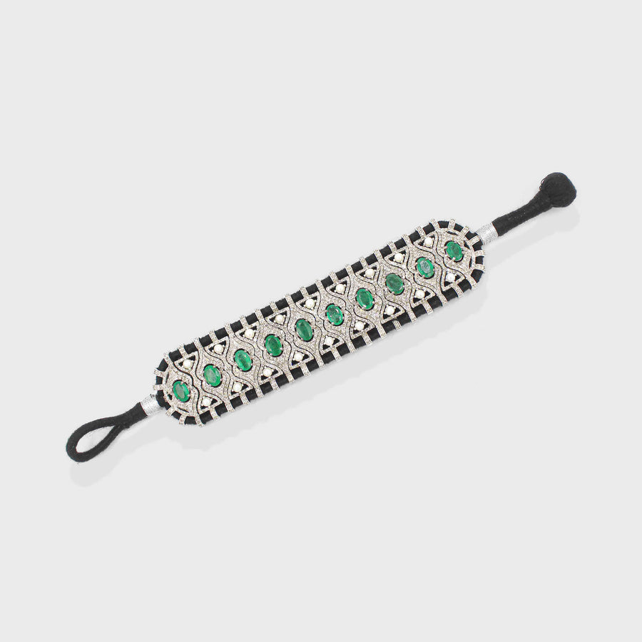 Sutraratna Emerald and Diamond Bracelet - Default Title (INDBR0221)