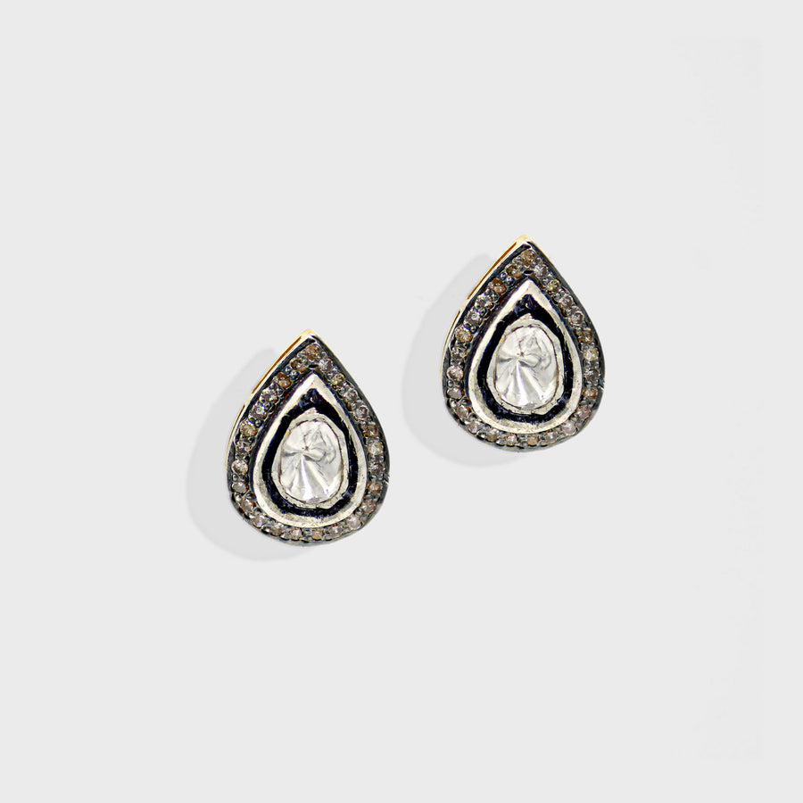 Halo Diamond Drop Stud Earrings - Default Title (INDER0055)