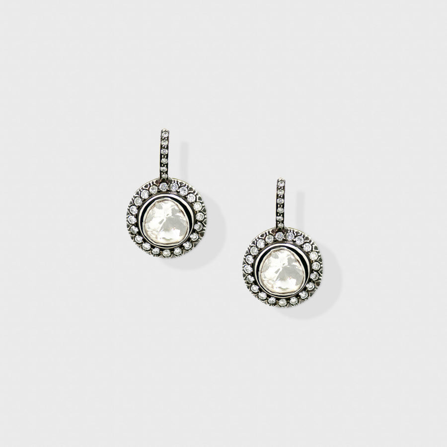 Halo Diamond Hanging Earrings - Default Title (INDER0244)