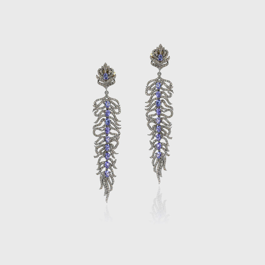 Shailaja Tanzanite and Diamond Earrings - Default Title (INDER0702)