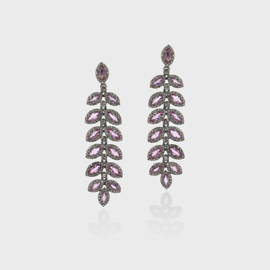 Nidhira Diamond and Pink Tourmaline Earrings - Default Title (INDER0710)