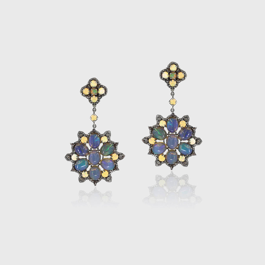 Mrinal Diamond and Opal Earrings - Default Title (INDER0719)