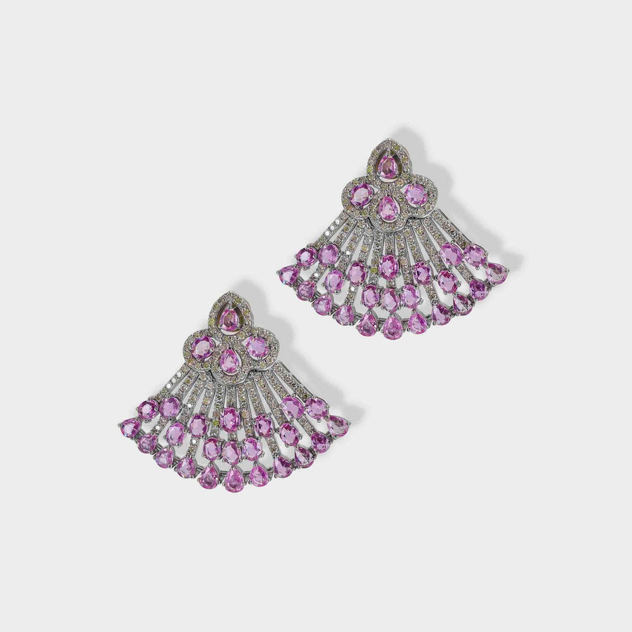 Naveenata Diamond and Pink Sapphire Earrings - Default Title (INDER0733)