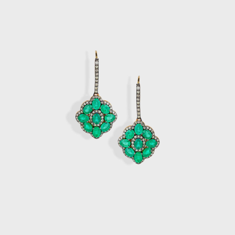 Bindu Emerald and Diamond Earrings - Default Title (INDER0762)