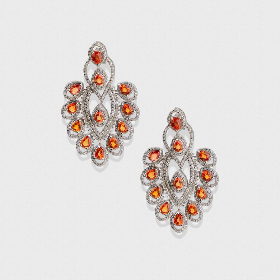 Orange Sapphire and Diamond Necklace
