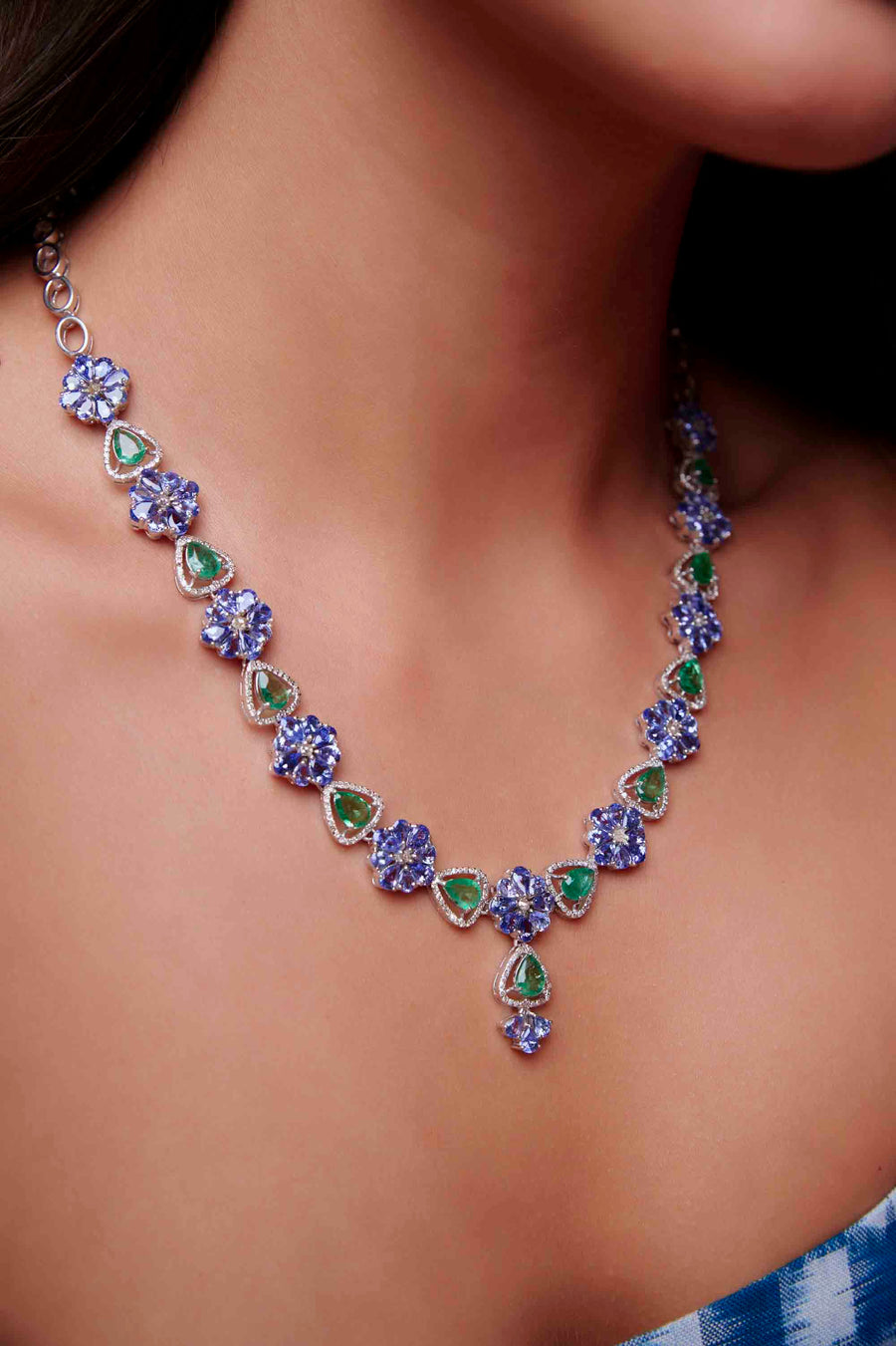 Tanzanite, Emerald and Diamond Set