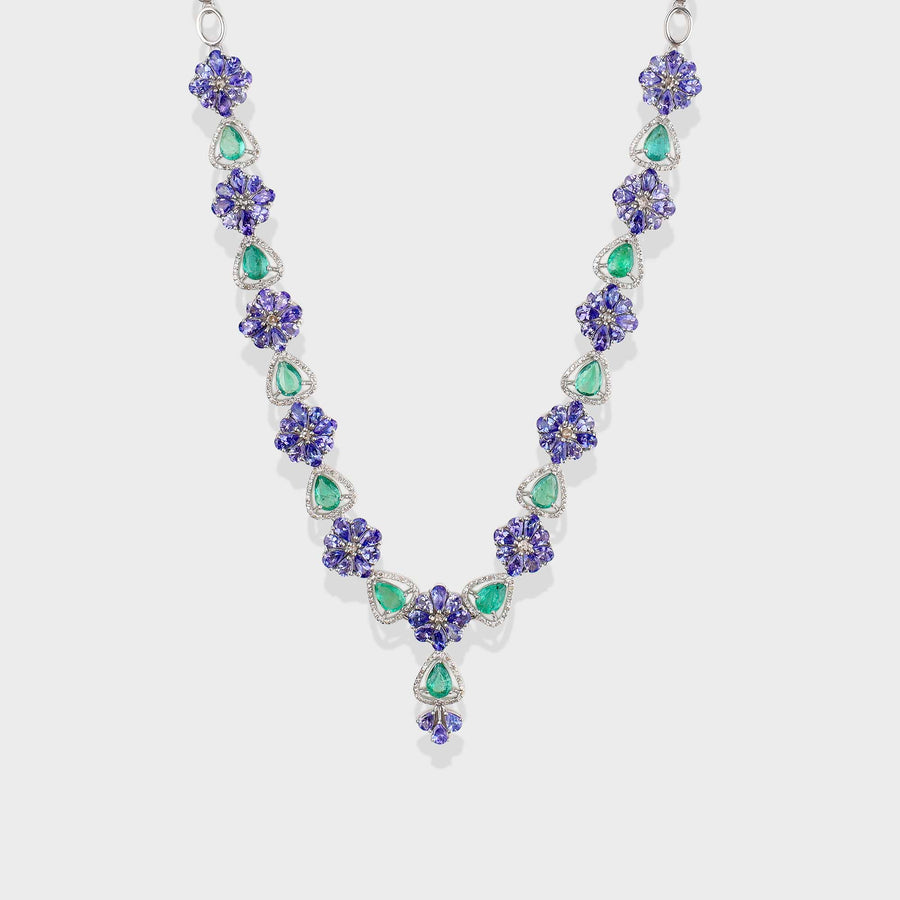 Tanzanite, Emerald and Diamond Set
