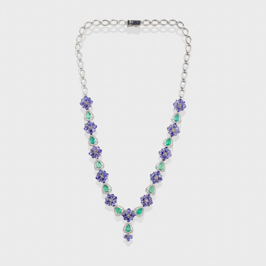 Tanzanite, Emerald and Diamond Set