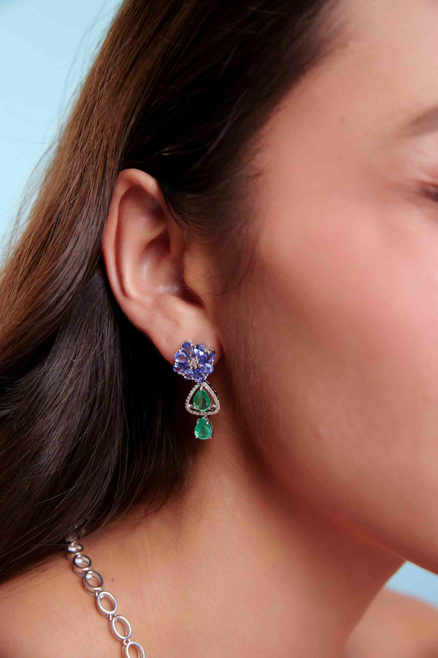 Tanzanite, Emerald and Diamond Set