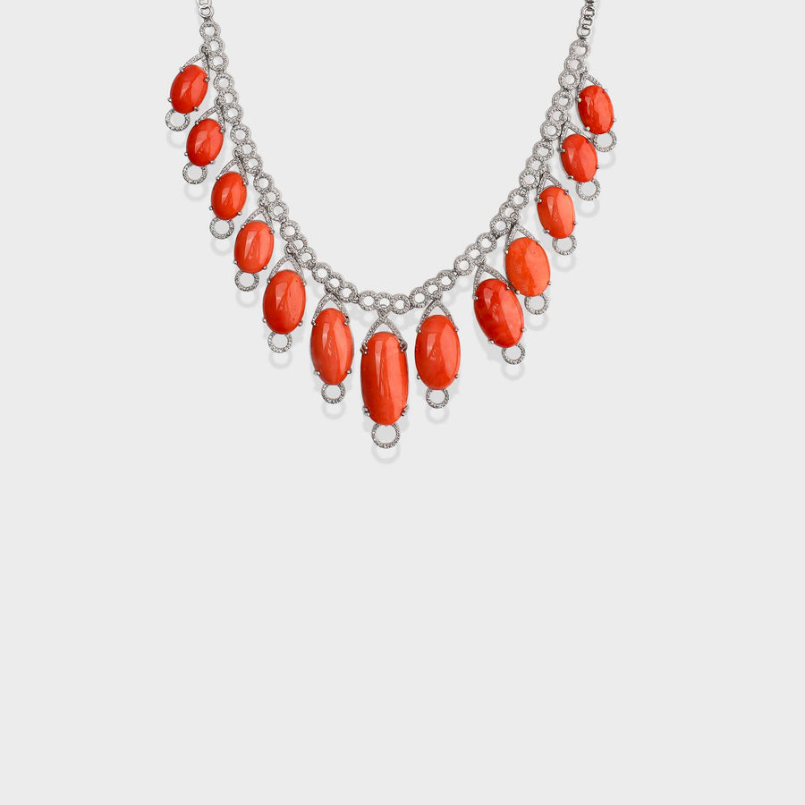 Coral and Diamond Necklace