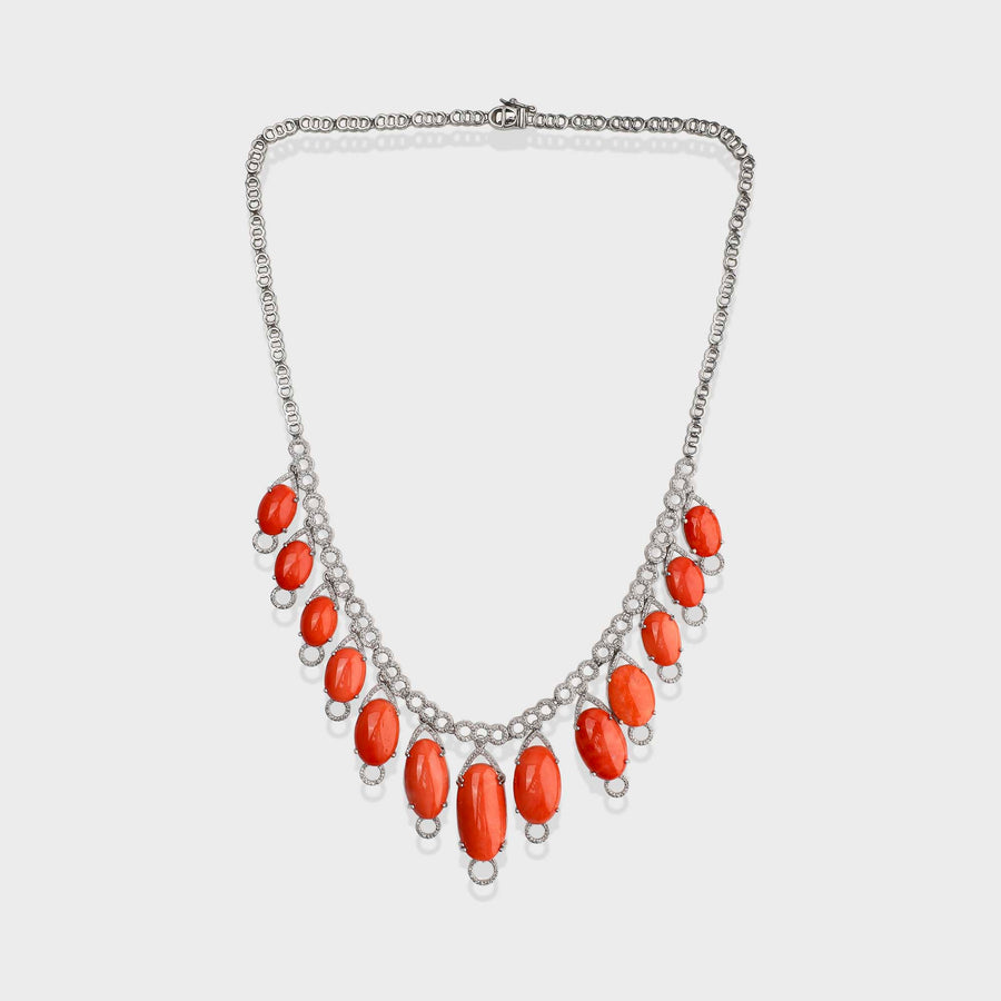 Coral and Diamond Necklace