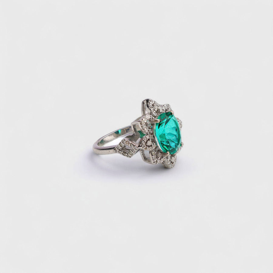 Green Topaz and Diamond Ring