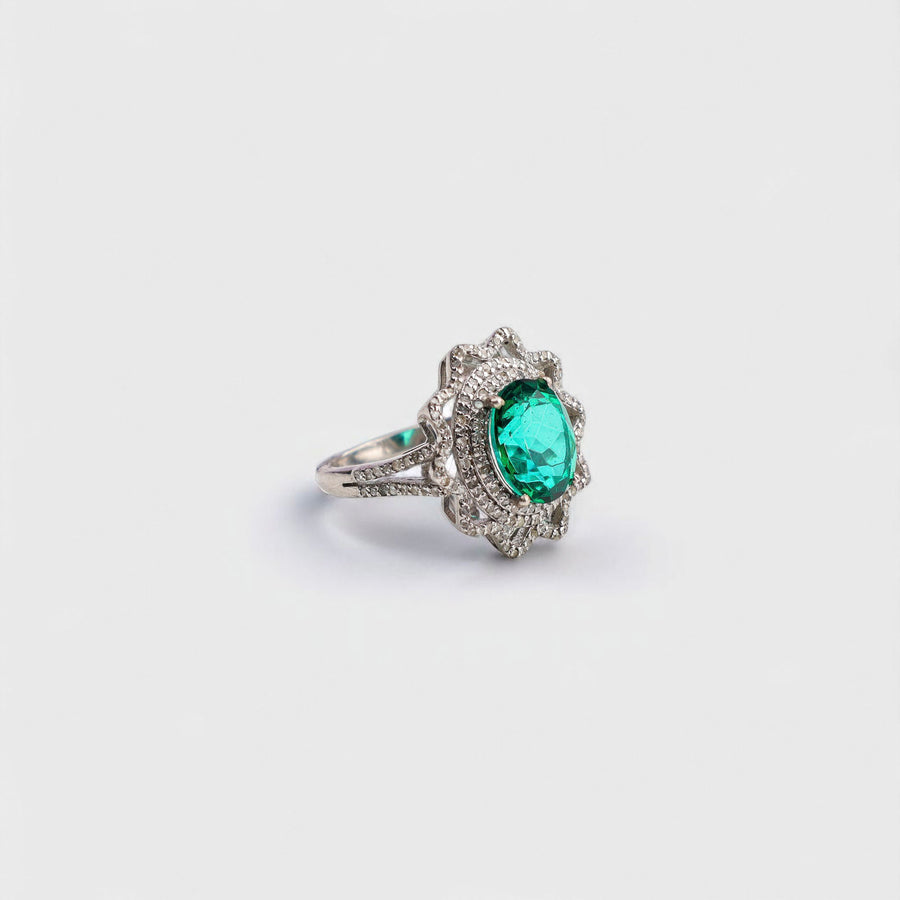 Green Topaz and Diamond Ring