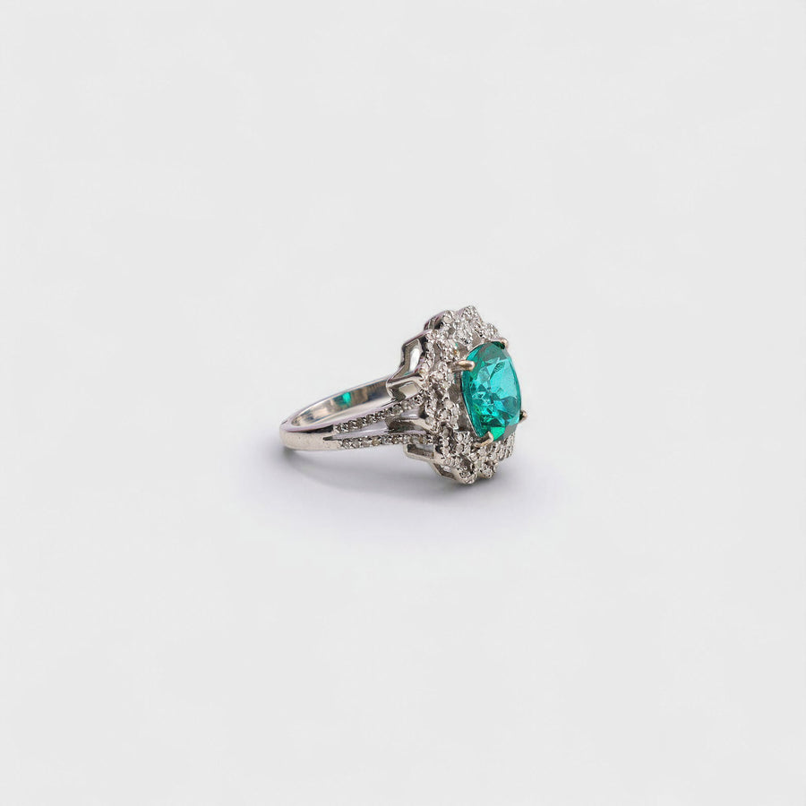 Green Topaz and Diamond Ring