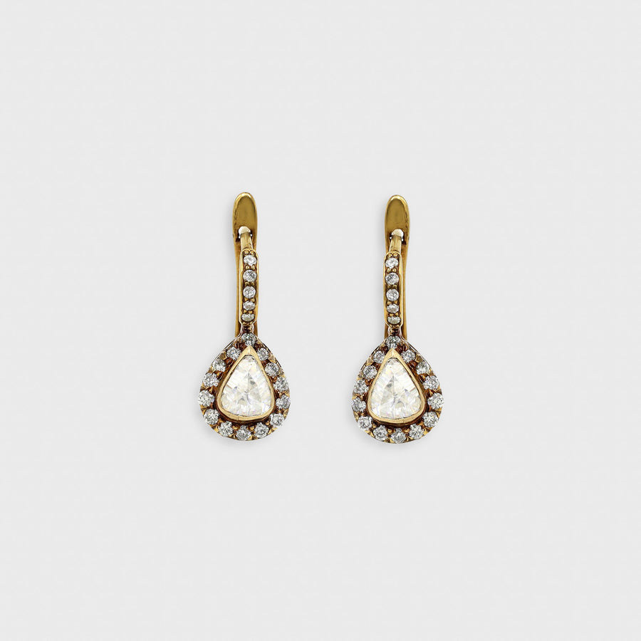 Laksmi Rose Cut Diamond Hanging Earrings - Default Title (ROYER0106)