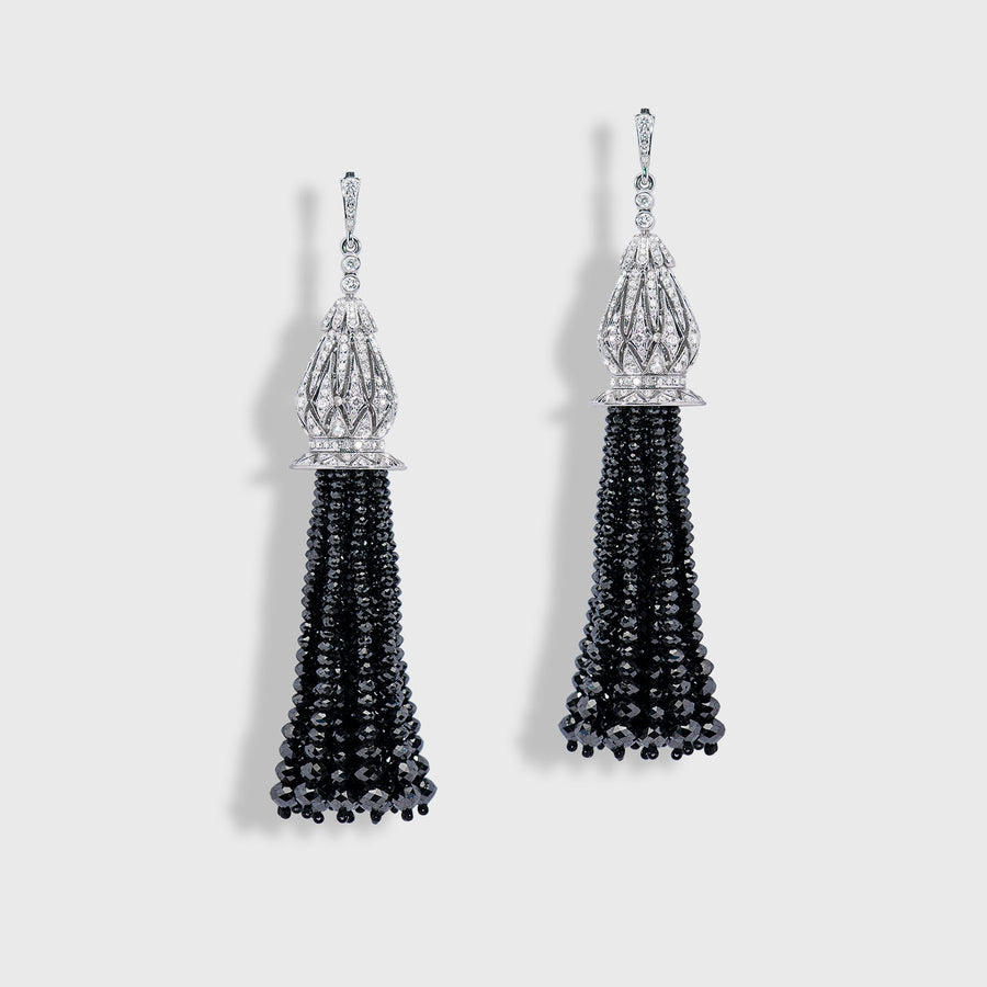 Black Diamond Tassel Earrings