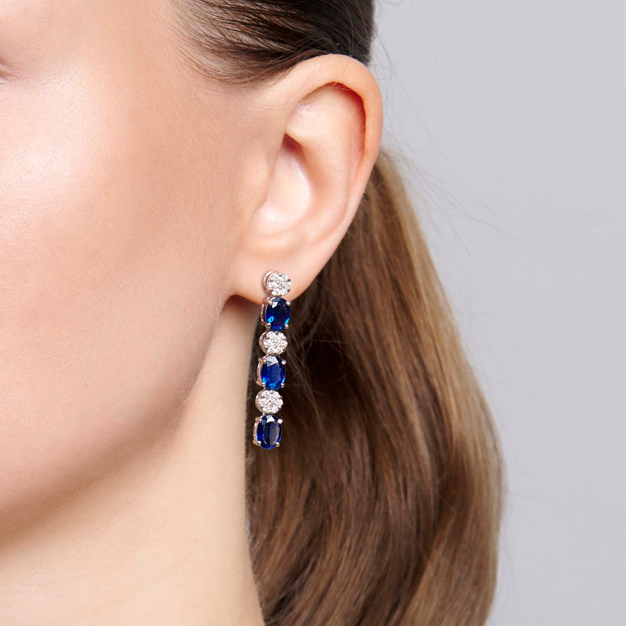 Ryka Blue Sapphire and Diamond Earrings