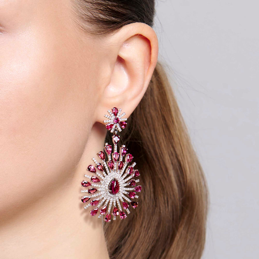 Visphota Pink Tourmaline and Diamond Earrings