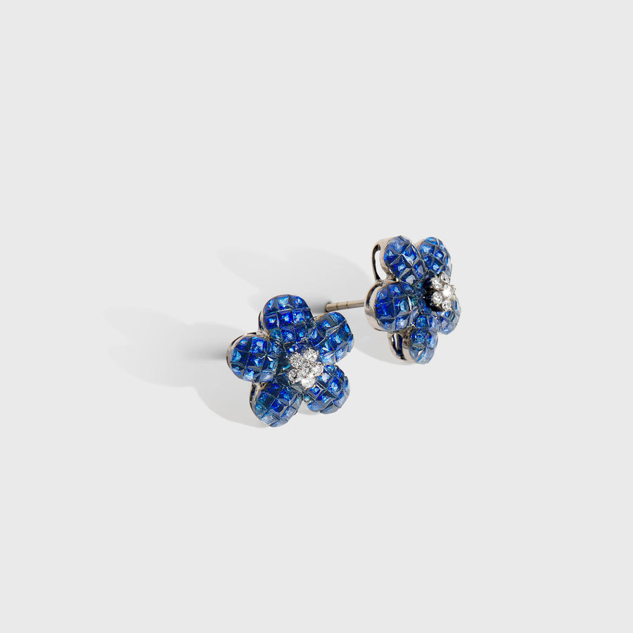 Panshul Blue Sapphire and Diamond Earrings