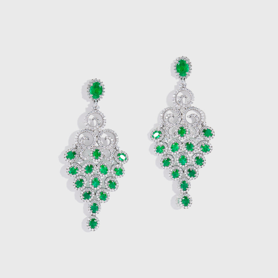 Tuhi Emerald and Diamond Earrings