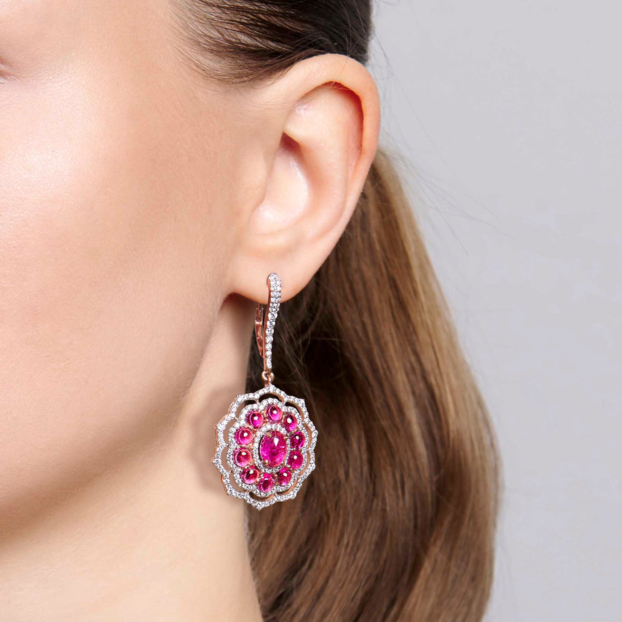 Puspa Pink Tourmaline and Diamond Earrings