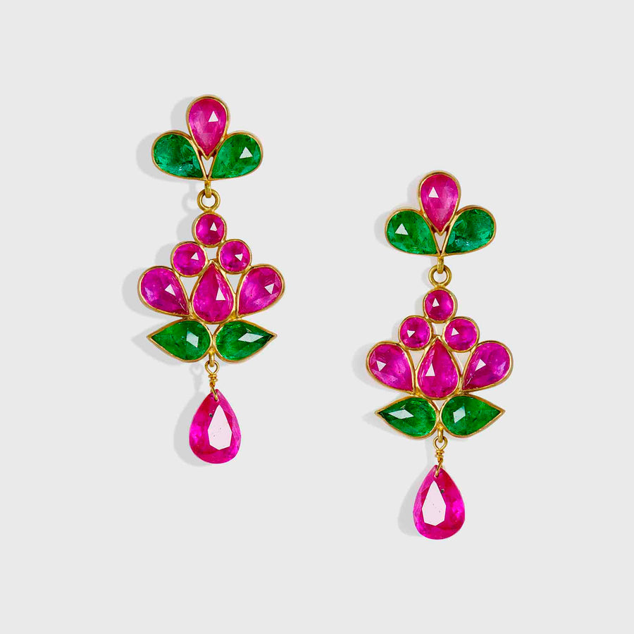 Hemang Ruby and Emerald Earrings