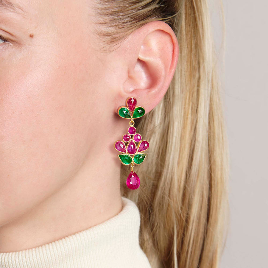 Hemang Ruby and Emerald Earrings