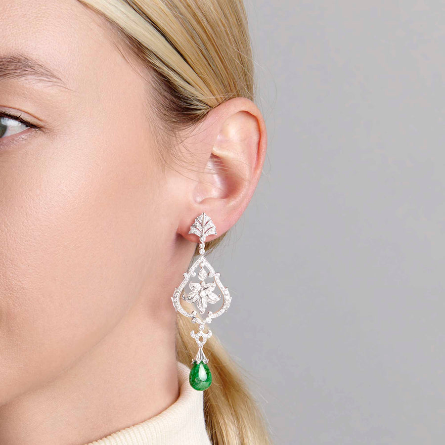 Balbir Diamond and Emerald Earrings