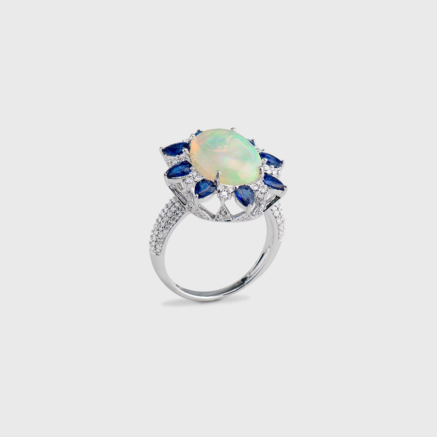 Iyla Opal, Blue Sapphire and Diamond Ring