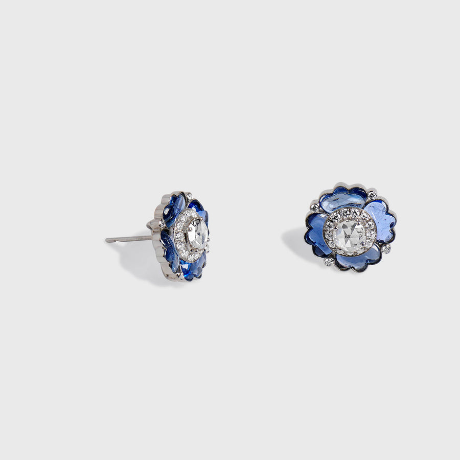 Aaina Blue Sapphire and Diamond Earrings