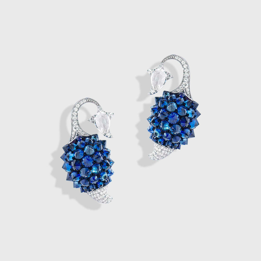 Beej Blue Sapphire and Diamond Earrings