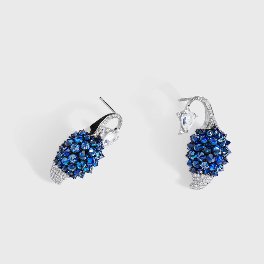 Beej Blue Sapphire and Diamond Earrings