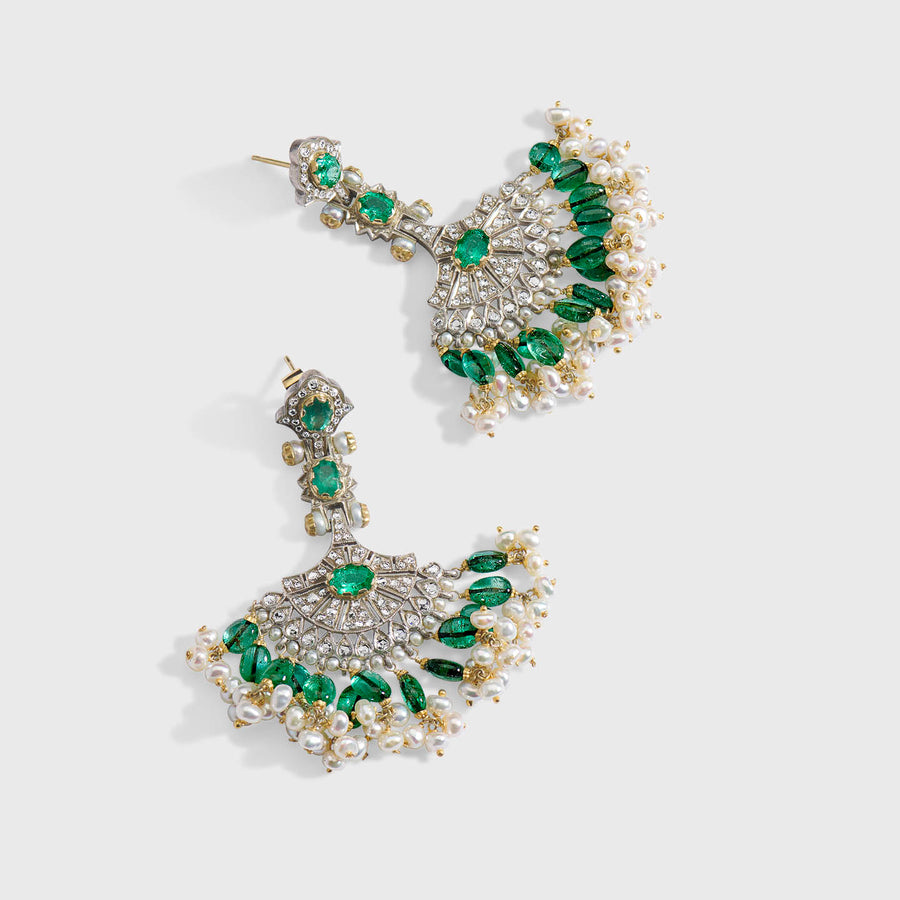Emerald Fan Earrings