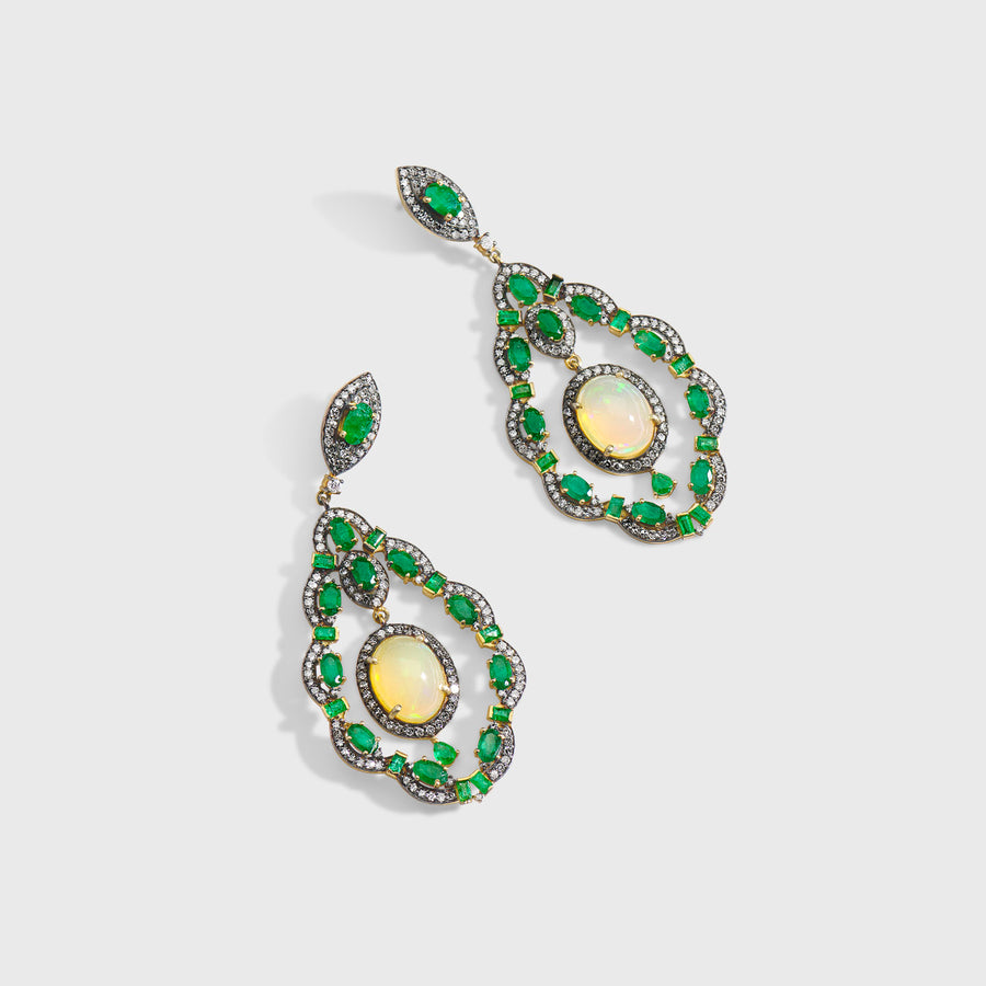 Umangi Emerald and Opal Earrings