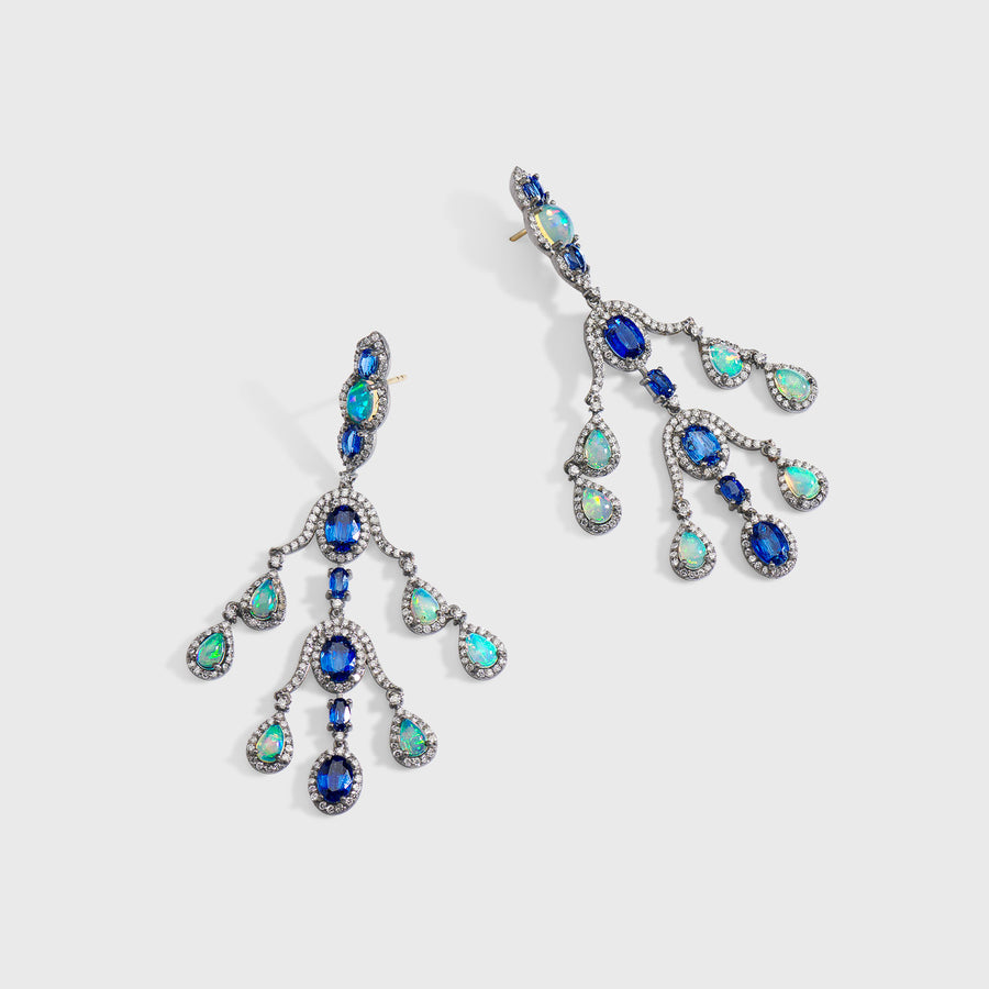 Aahaana Blue Sapphire and Opal Earrings
