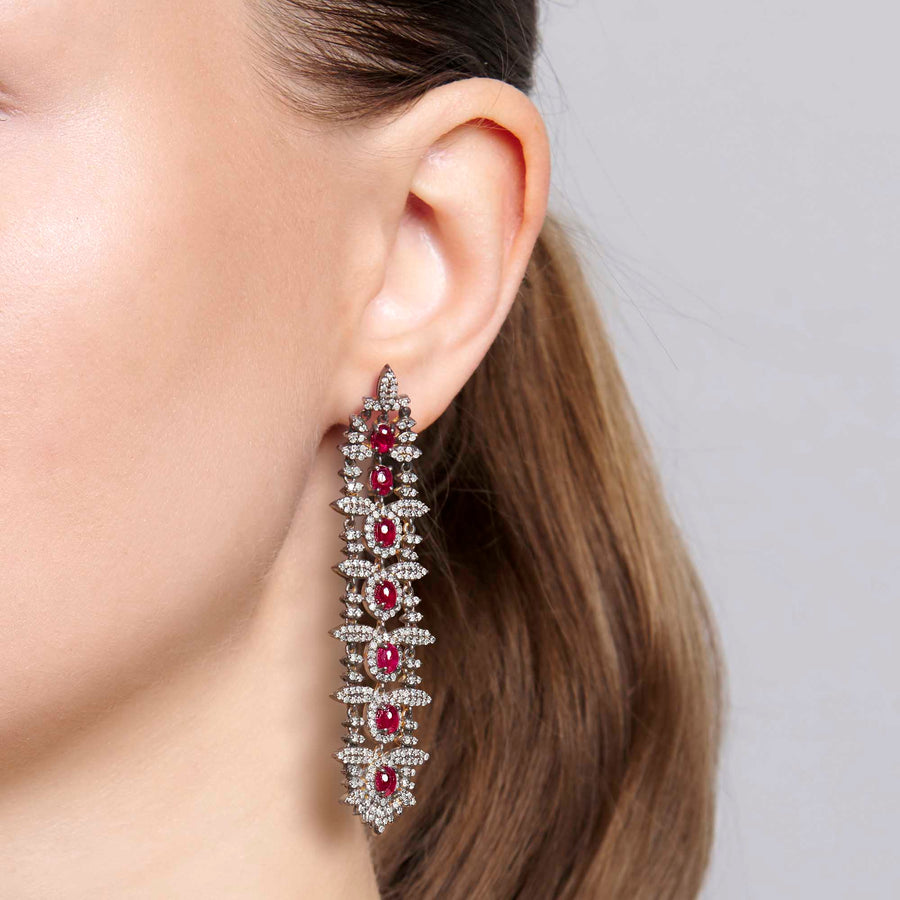 Bhaumi Ruby and Diamond Earrings
