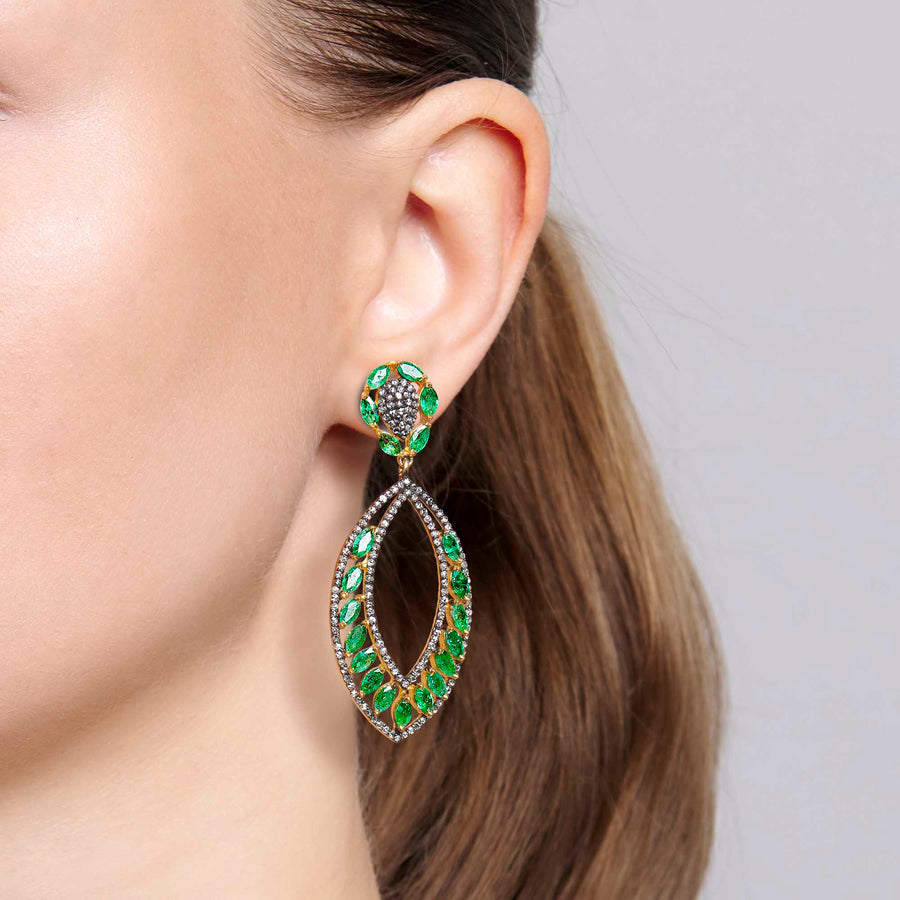 Trisha Emerald and Diamond Earrings