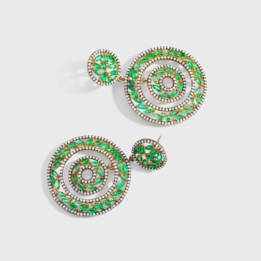 Elika Emerald and Diamond Earrings