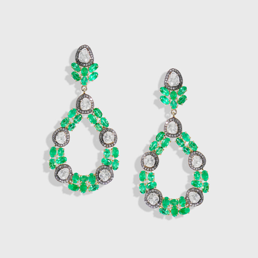 Karishma Emerald and Diamond Earrings