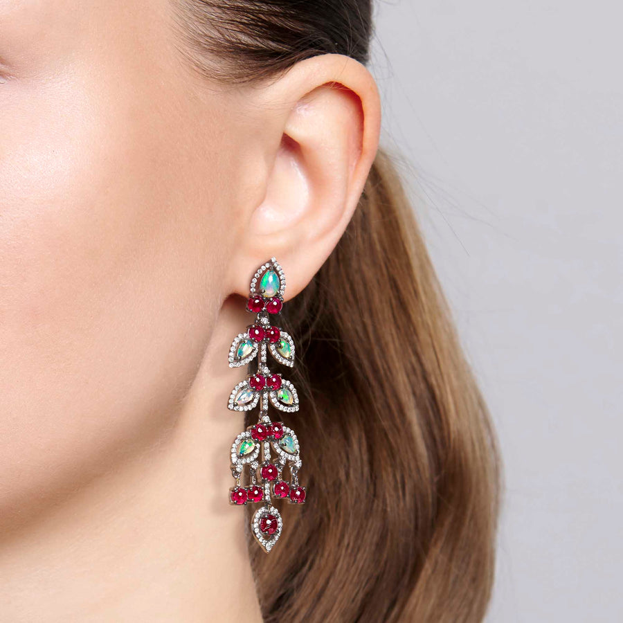 Bhakti Ruby and Opal Earrings