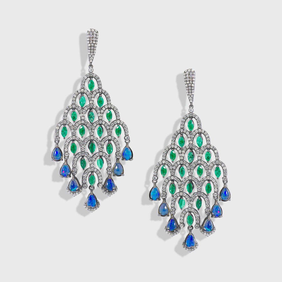 Panahi Emerald and Opal Earrings