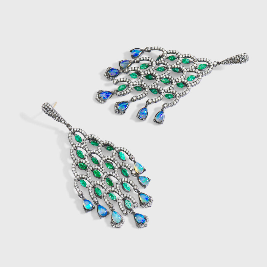 Panahi Emerald and Opal Earrings